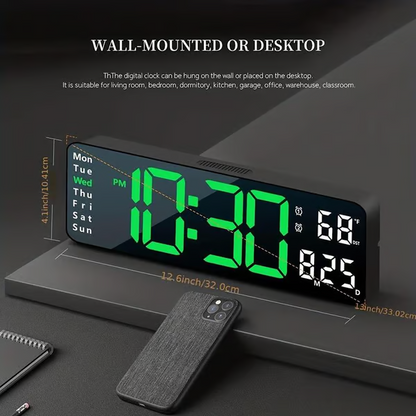 13" Large Digital Clock with Temperature